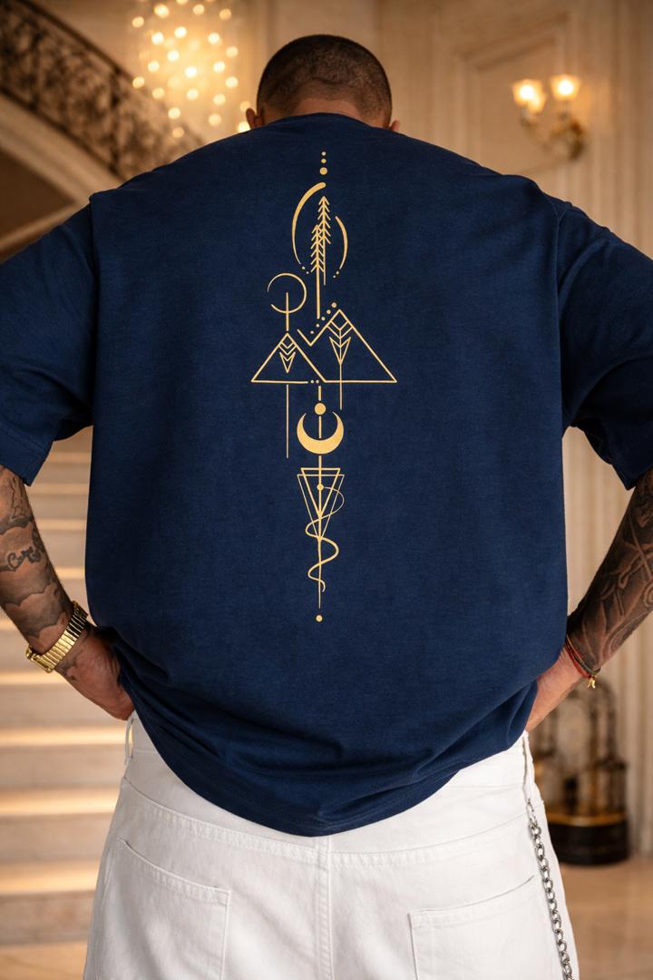 Divine Balance Backprint Tee Navy Blue