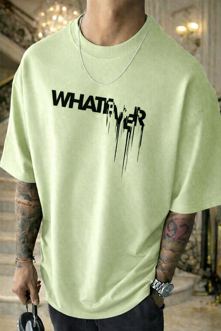 WHATEVER Drip Print Tee Pale Green