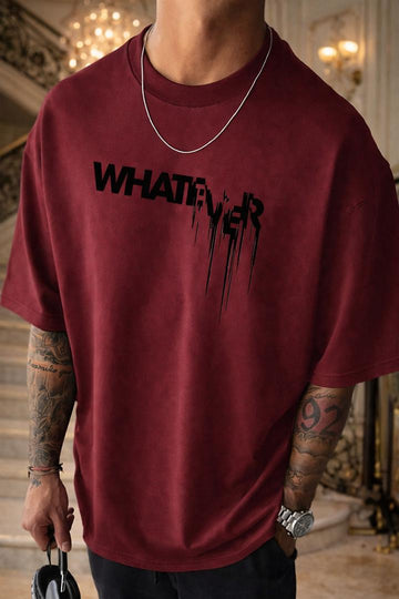 WHATEVER Drip Print Tee Red.